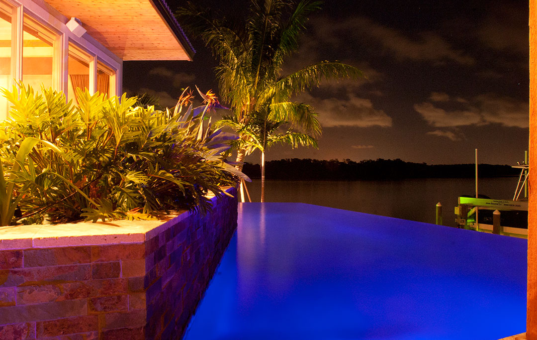 Infinity Edge Pool on Sarasota Bay designed and built by Lucas Lagoons Inc